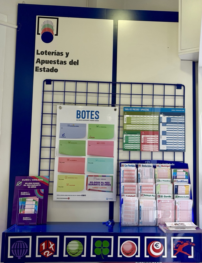Panel de Loterías y Apuestas del Estado con los botes de cada juego